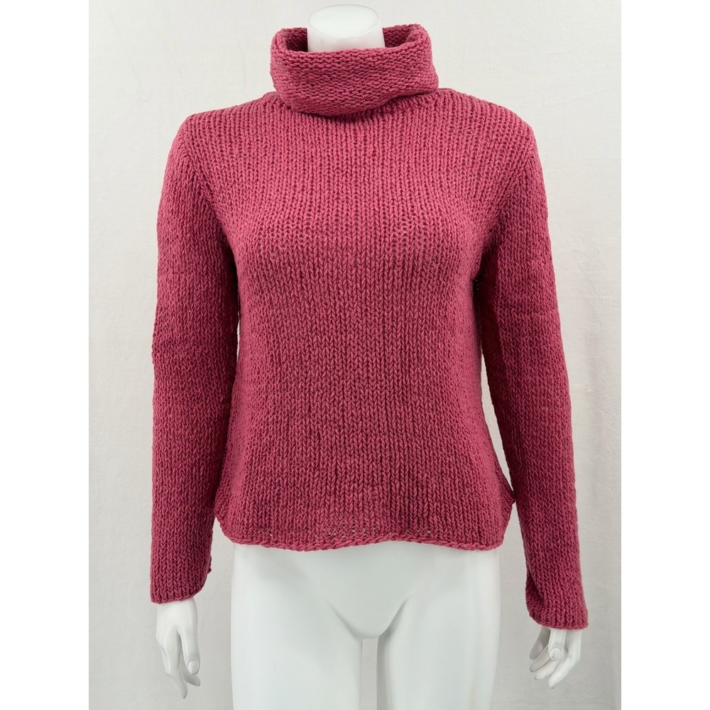Eileen Fisher Sweater Womens Small Pink Merino Wool Turtleneck Knit Autumn Fall